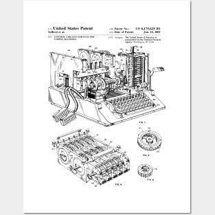 Enigma Machine Patent Black Posters and Art